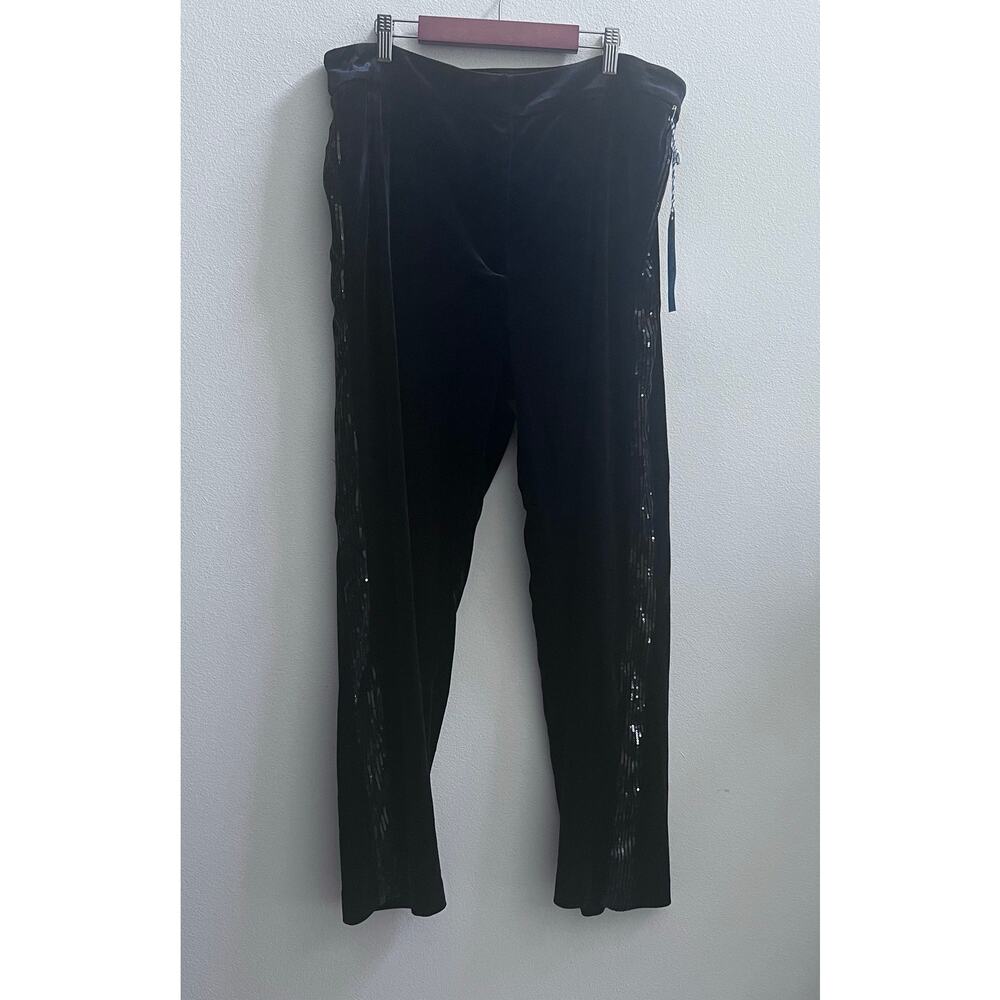 Woman’s Draper James Black Velvet Sequined Accent Holiday Workwear Pants Size 16